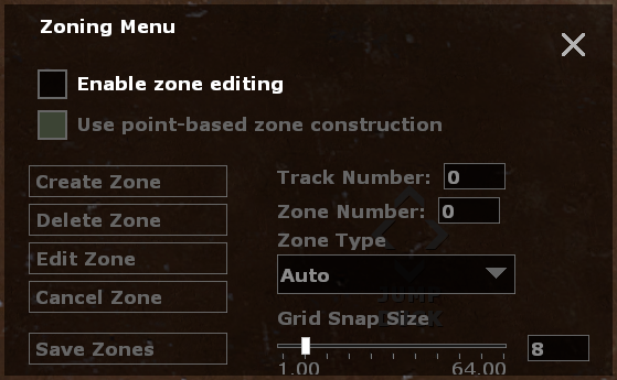 Zone Menu